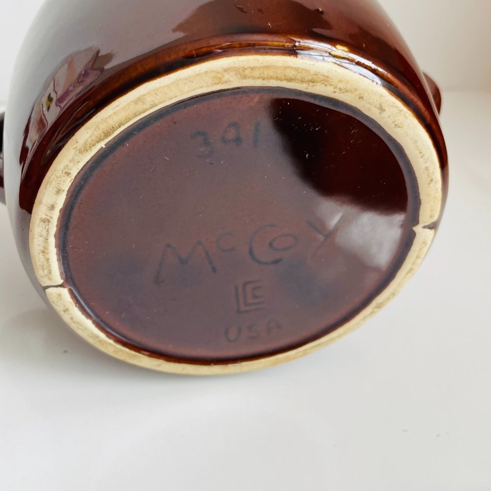McCoy Vintage Brown Drip Glazed 341 Honey Pot/Jar w/Lid 6” Tall - Picture 6 of 6